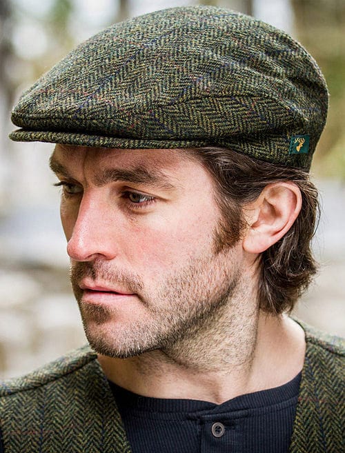 Muckross Handweavers Mens Tweed Flat Cap -Trinity Cap Dark Green