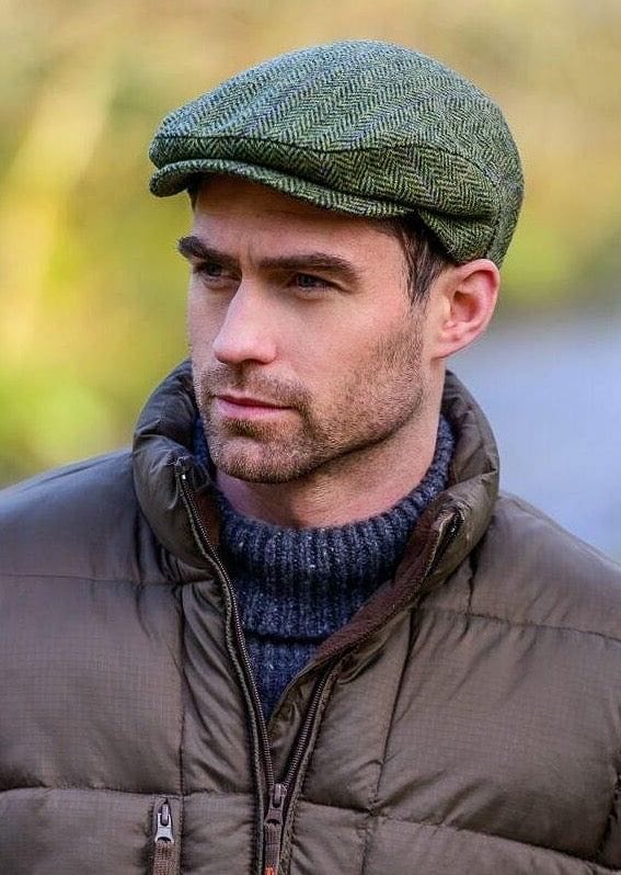 Muckross Handweavers Mens Tweed Flat Cap - Trinity Cap Light Green