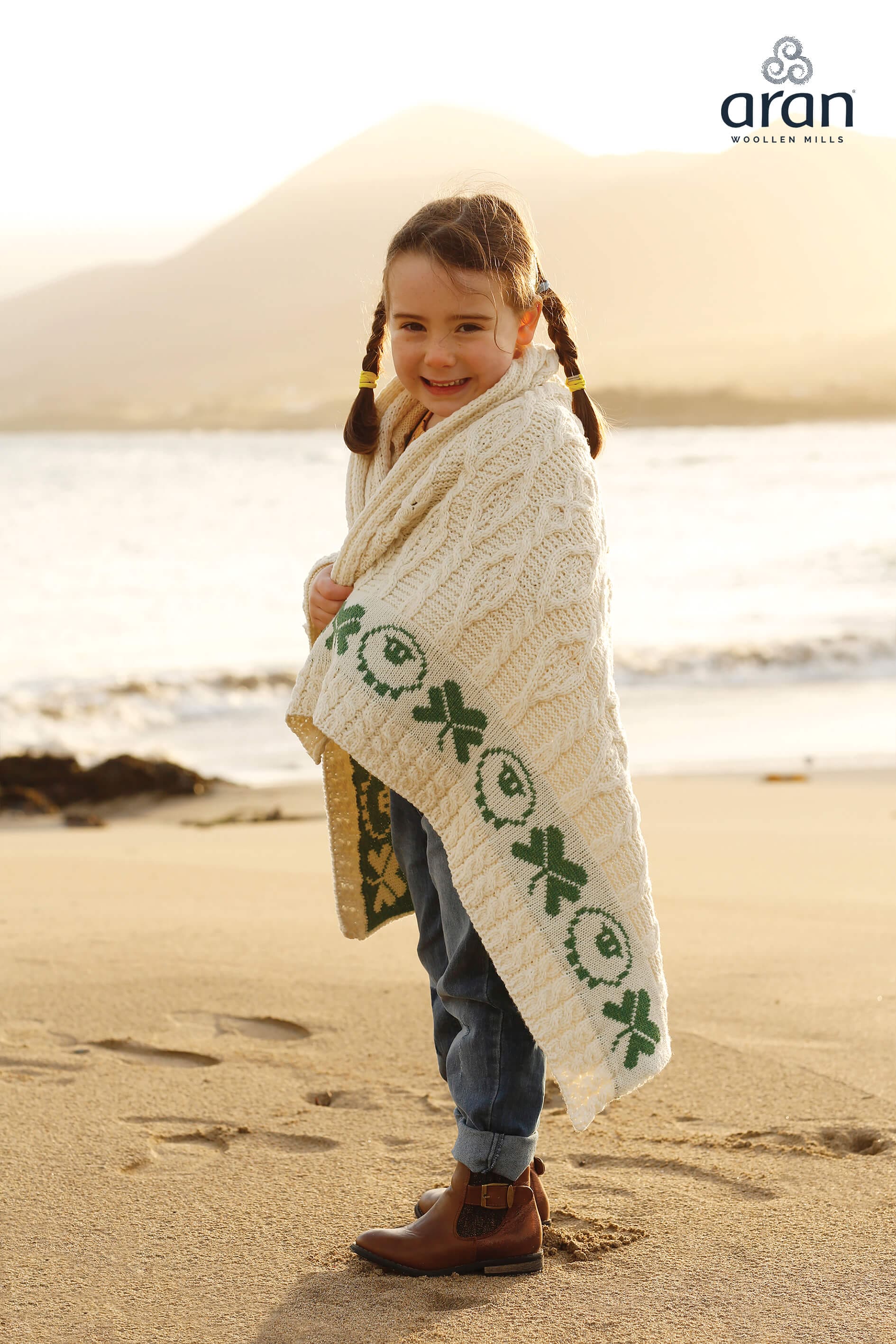 Aran Woolen Mills Merino Wool Bainin Baby Blanket