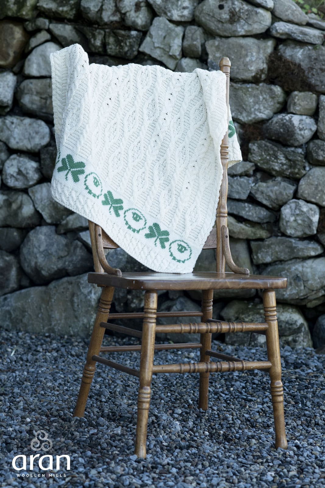 Aran Woolen Mills Merino Wool Bainin Baby Blanket