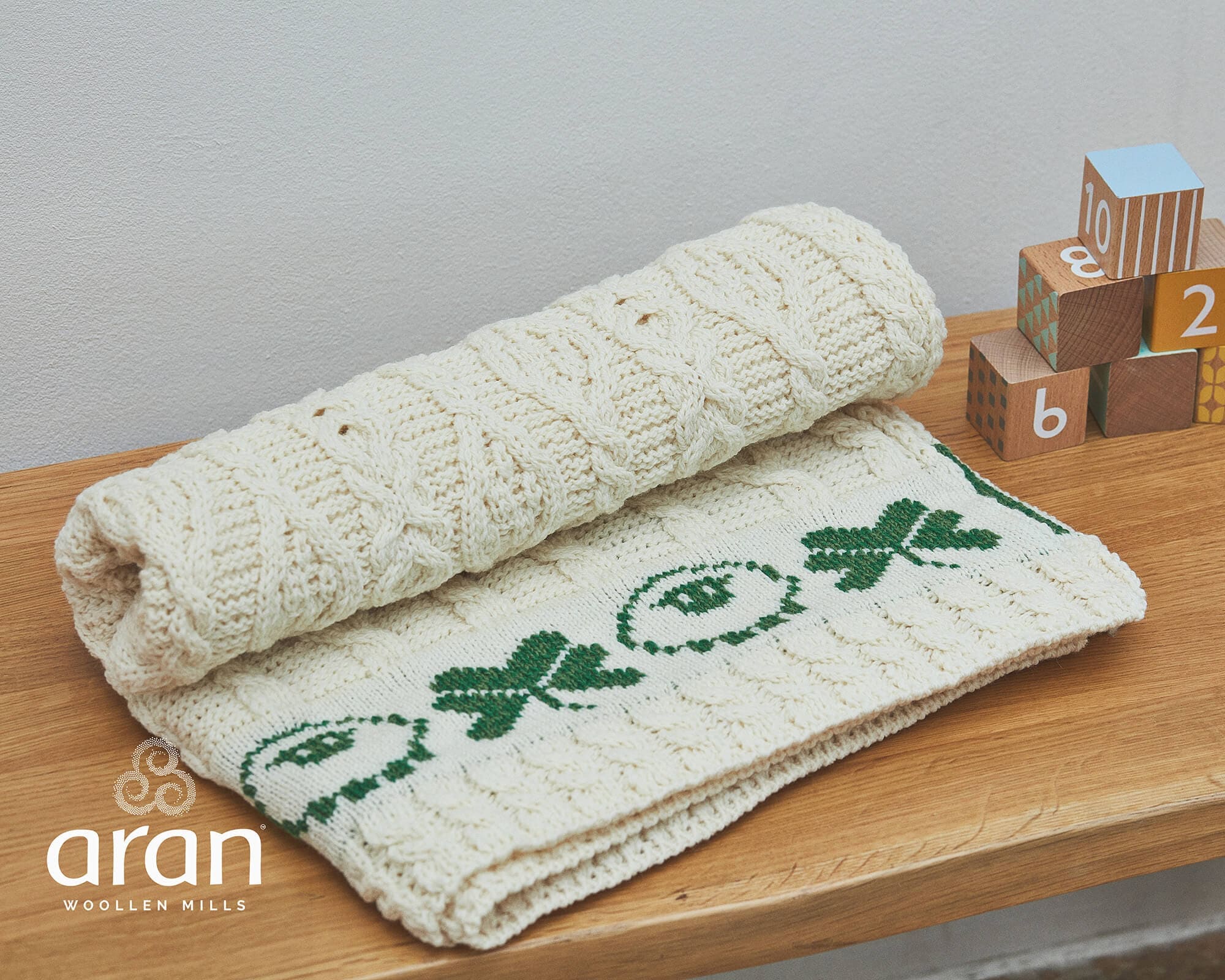 Aran Woolen Mills Merino Wool Bainin Baby Blanket