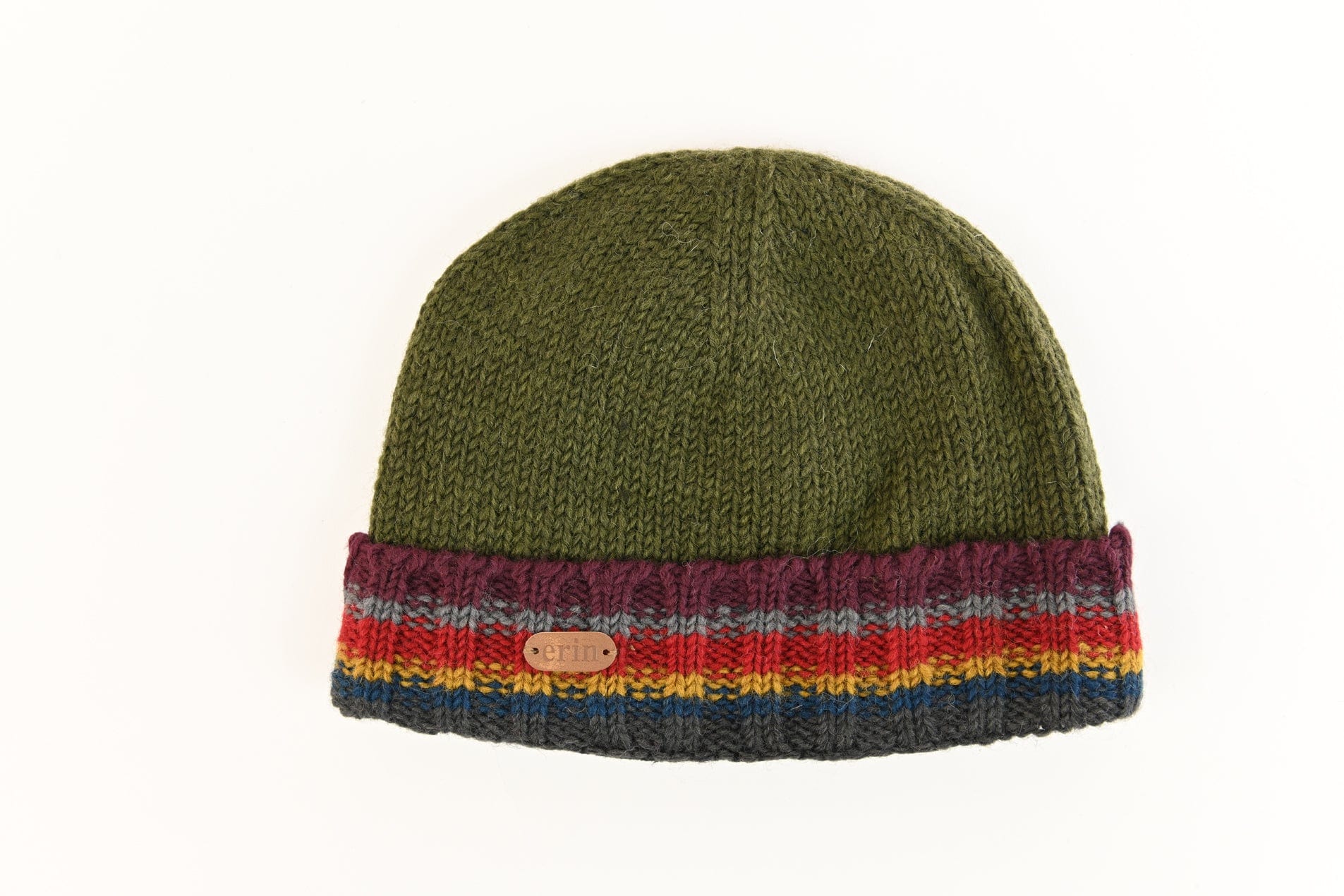 Erin Knitwear Rib Pullon Hat with Turnup - Kaki