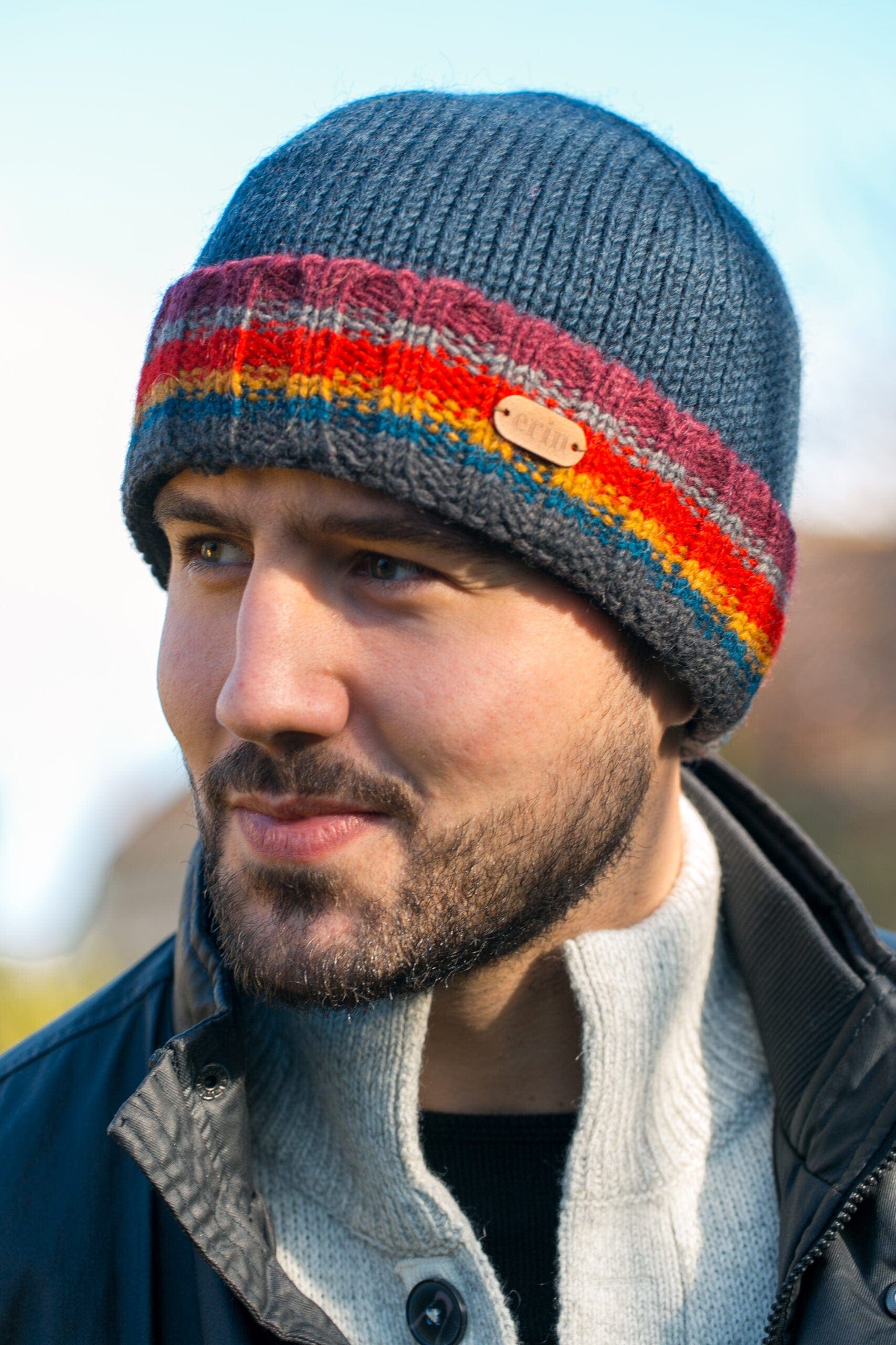 Erin Knitwear Rib Pullon Hat with Turnup - Navy