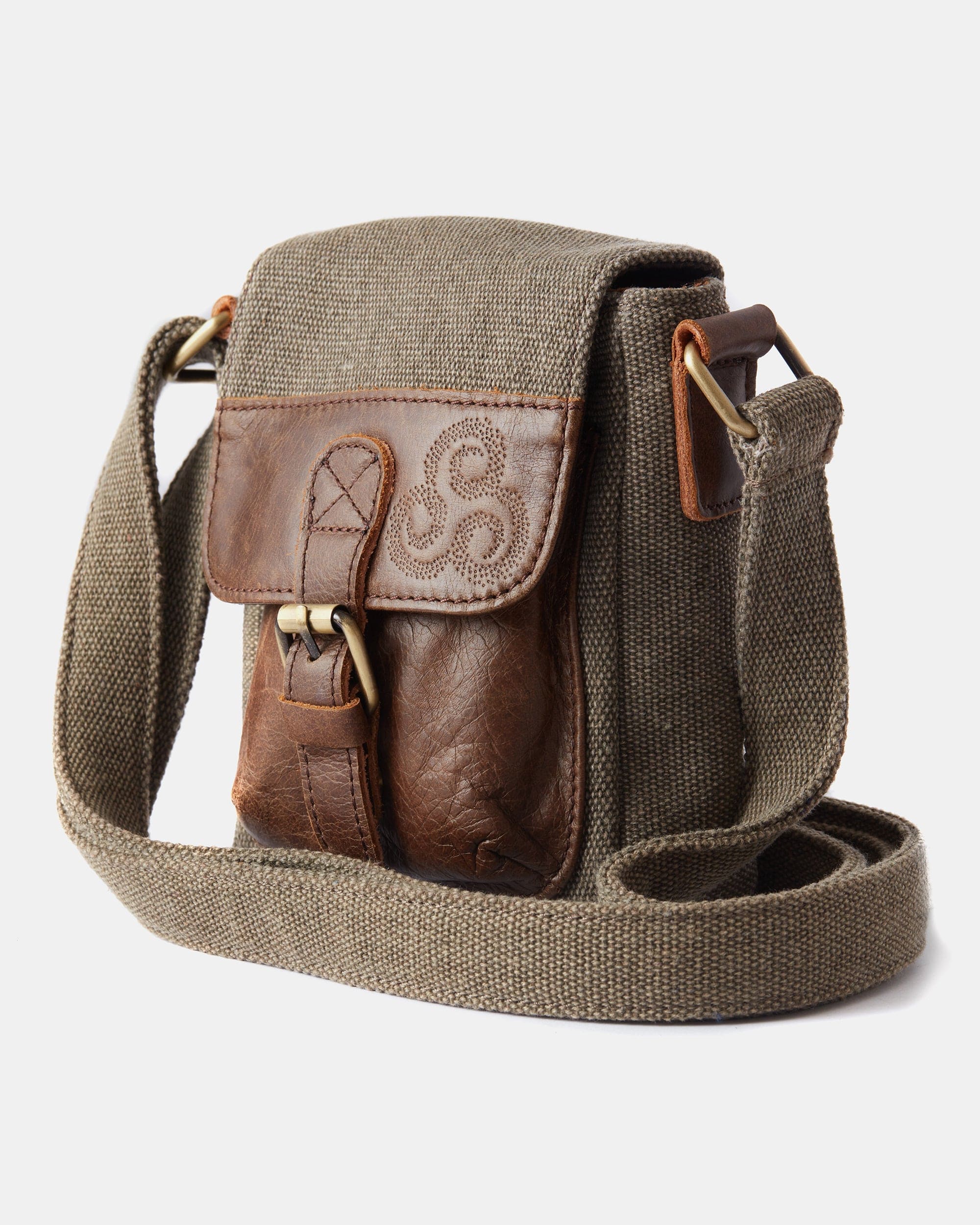 Aran Woollen Mills Small Irish tweed and leather bag