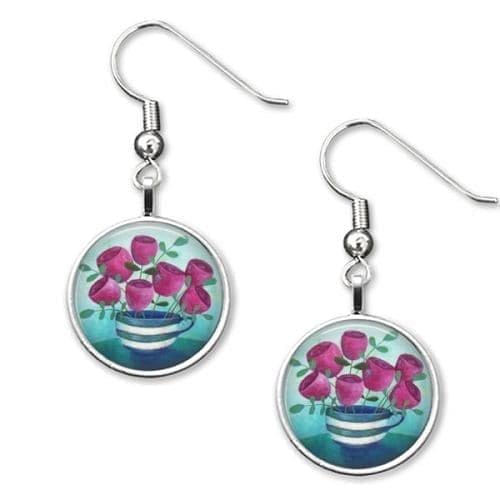 Amélie Gagne Studio Dangle Earrings - Pink Flowers