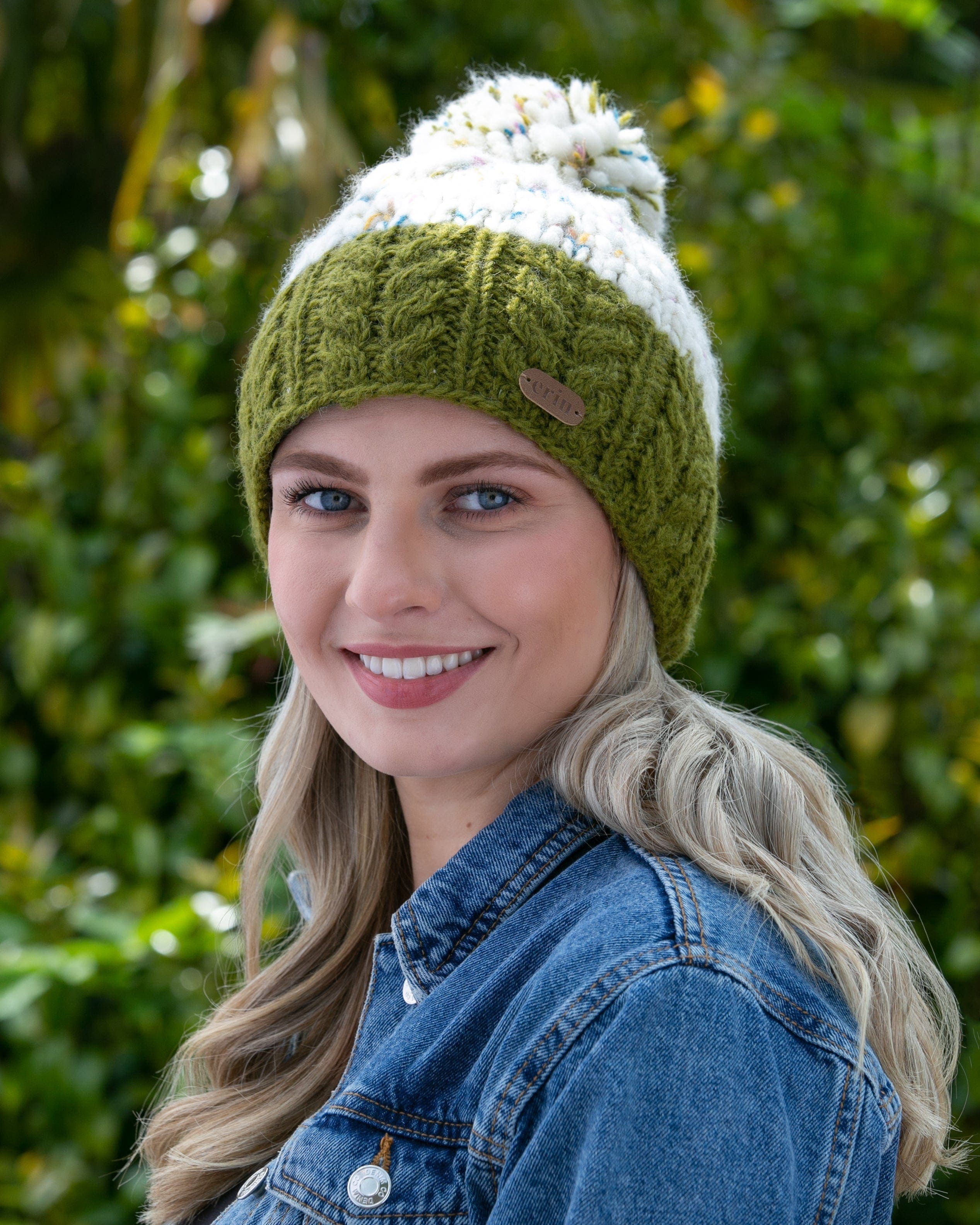 Erin Knitwear Uneven Wool Bobble Ladies Hat - Green