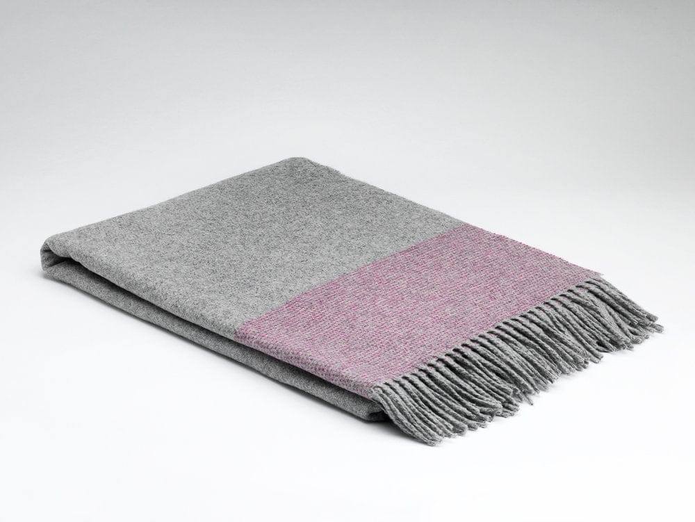 McNutt Wool Cashmere Throw - Silver and Raspberry Dash